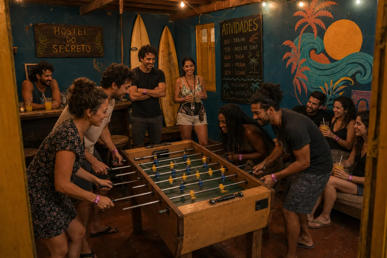 Hóspedes jogando metegol